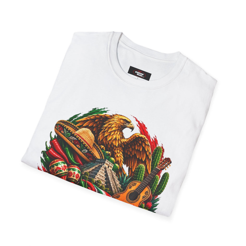 Mexico Heritage T-Shirt — Mexican Eagle, Guitar & Cactus Graphic