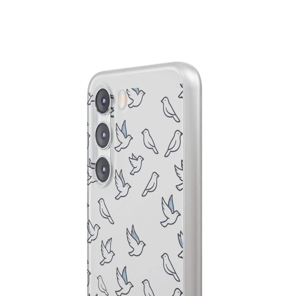 Dove Pattern Flexi Phone Case — Minimal White Bird Protective Case