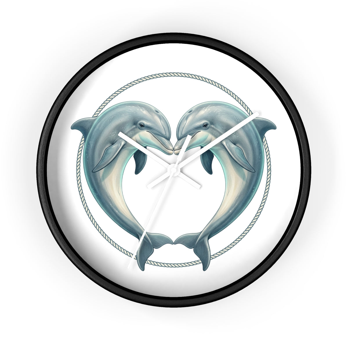 Dolphin Heart Wall Clock — Nautical Coastal Decor for Beach Lovers