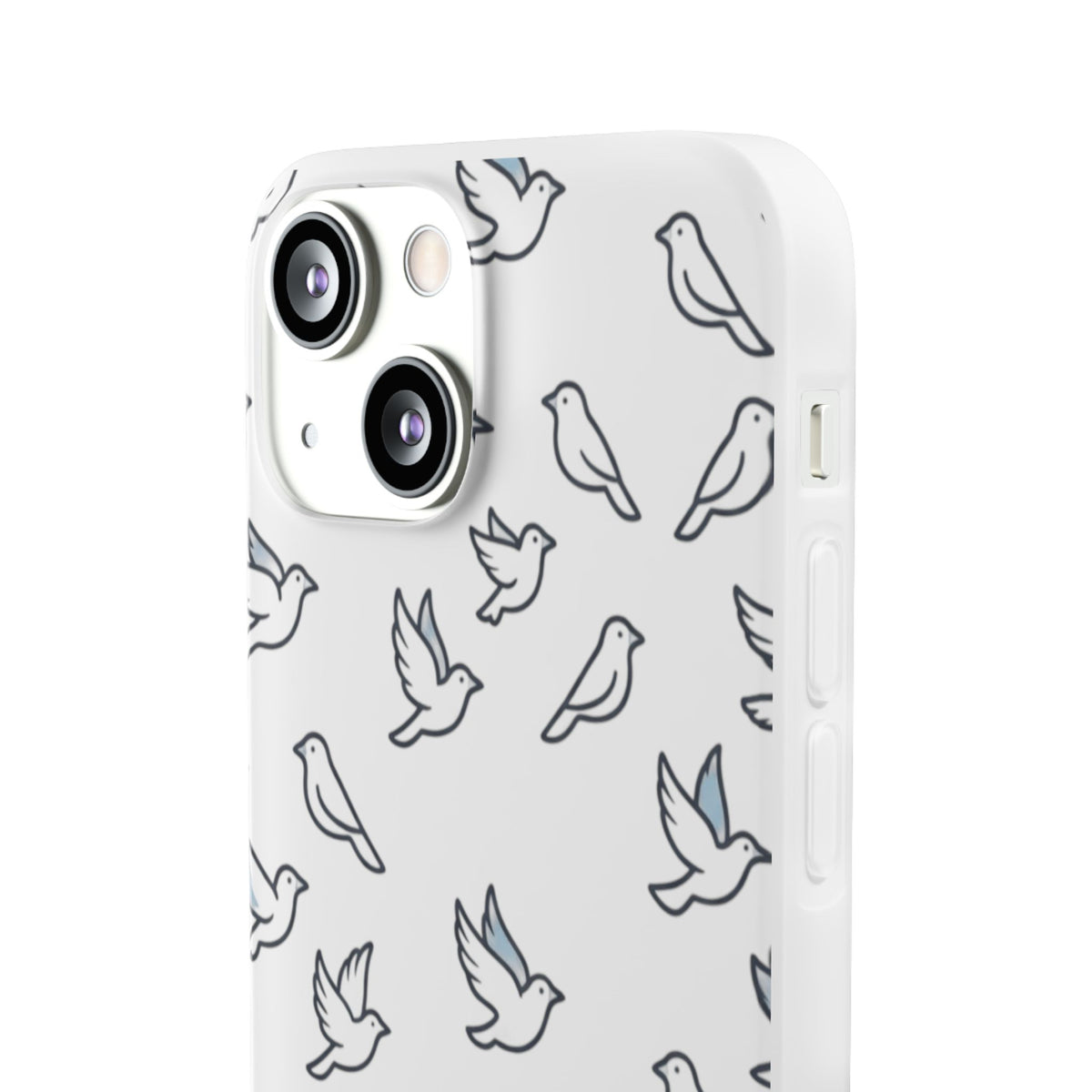 Dove Pattern Flexi Phone Case — Minimal White Bird Protective Case