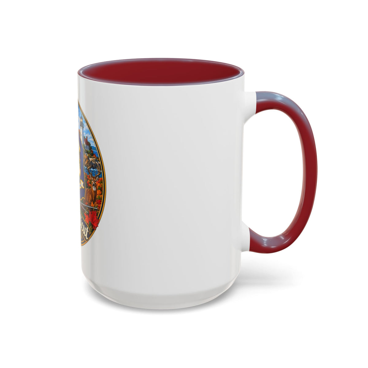 Connecticut State Crest Accent Coffee Mug — Scenic State Seal Design (11/15 oz)
