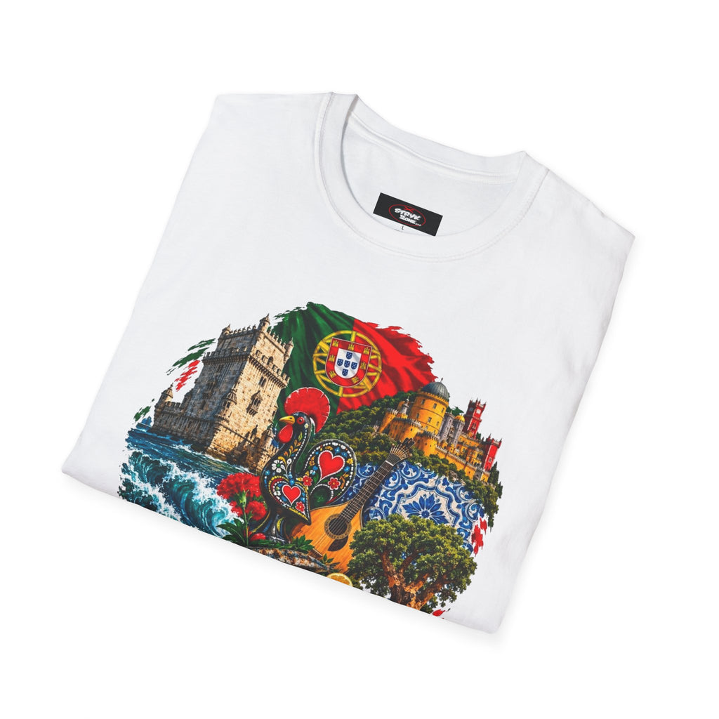 Portugal Travel T-Shirt — Vintage Lisbon Landmarks & Azulejo Heart Design