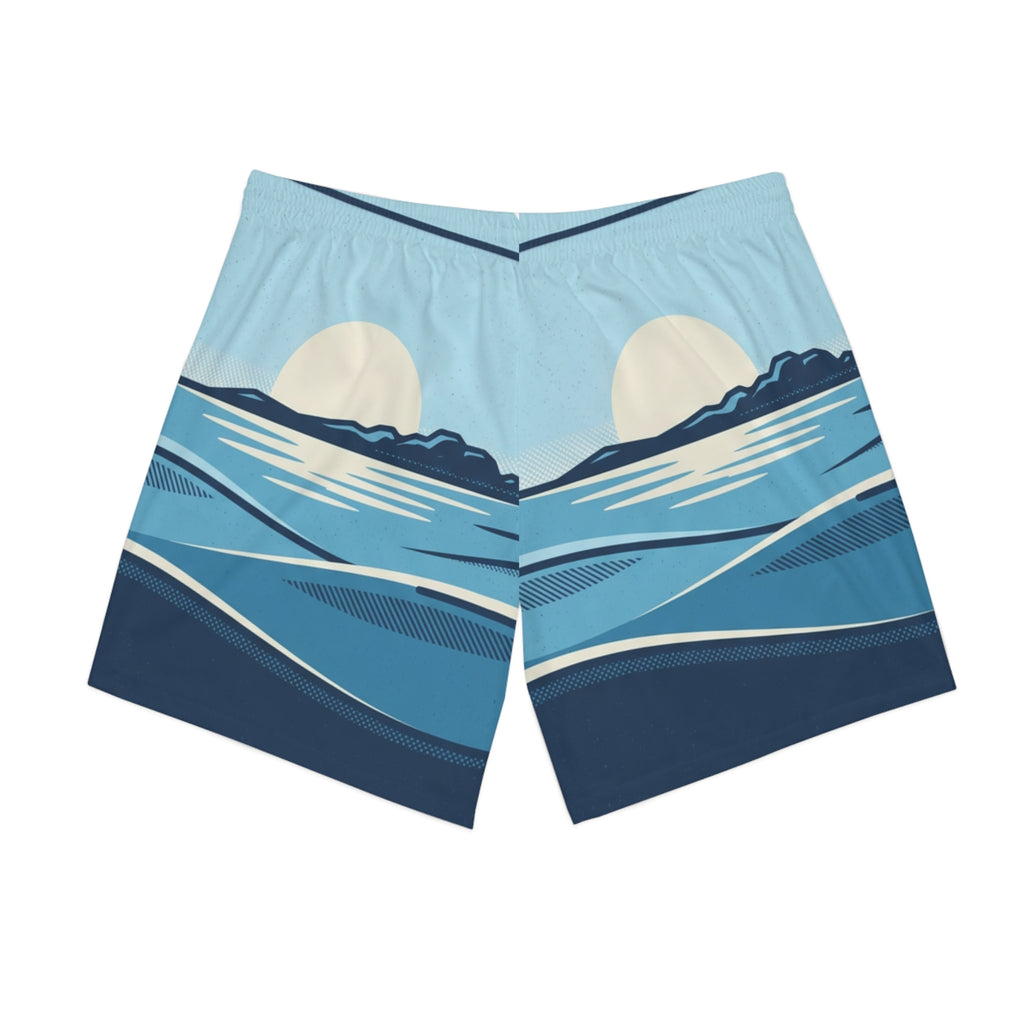 Surfer Beach Shorts — Men's Elastic AOP Swim Trunks