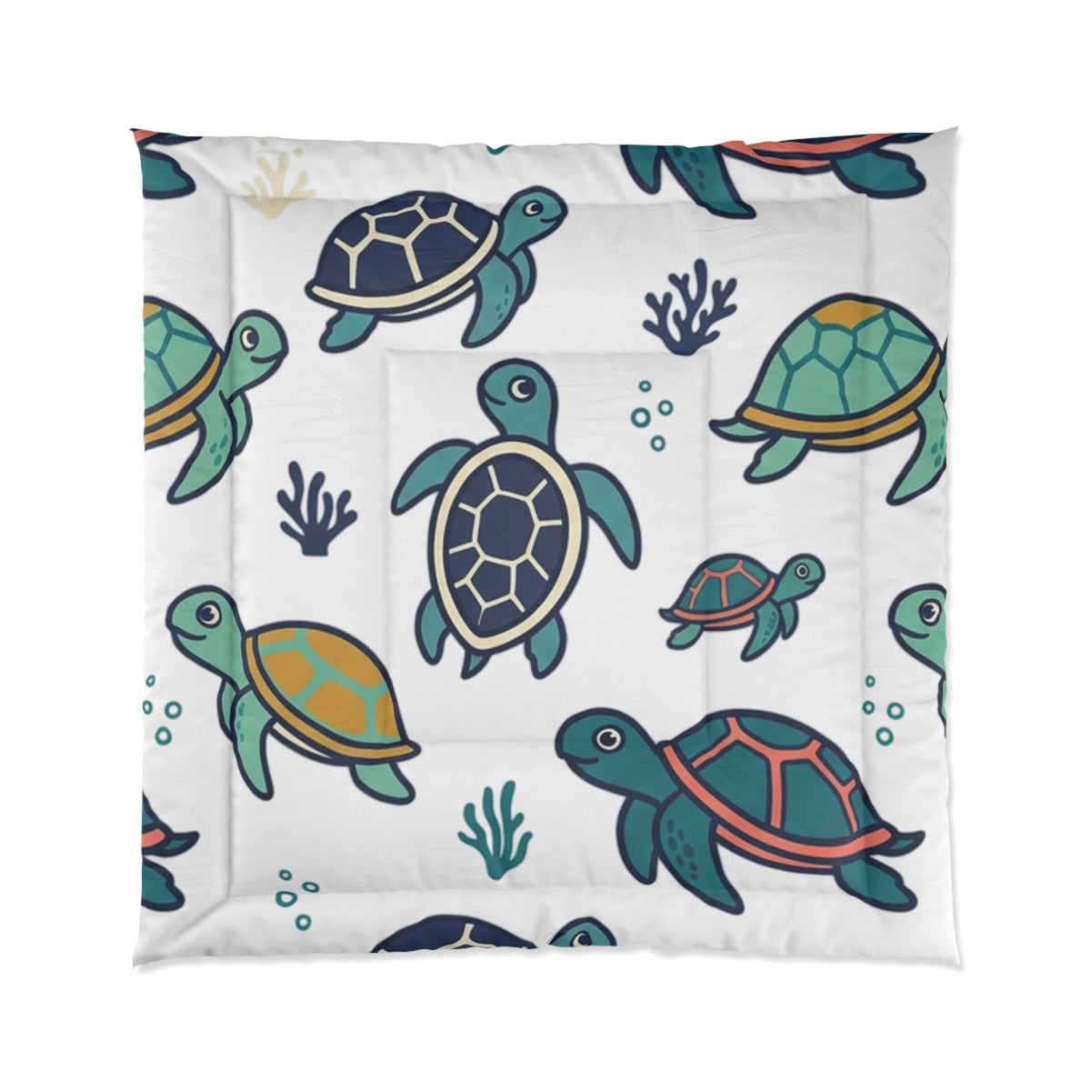 Sea Turtle Comforter - Cute Ocean Turtle Bedding for Kids & Coastal Bedrooms