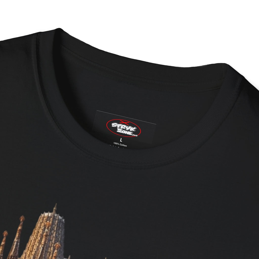 Spain Travel Collage T-Shirt — Paella, Guitar & Spanish Flag Graphic Tee