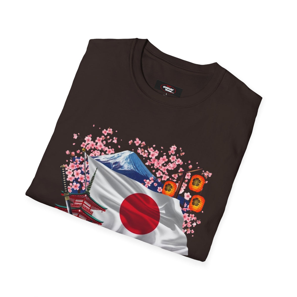 Japan Flag Scenic T-Shirt — Mount Fuji, Cherry Blossoms & Traditional Icons