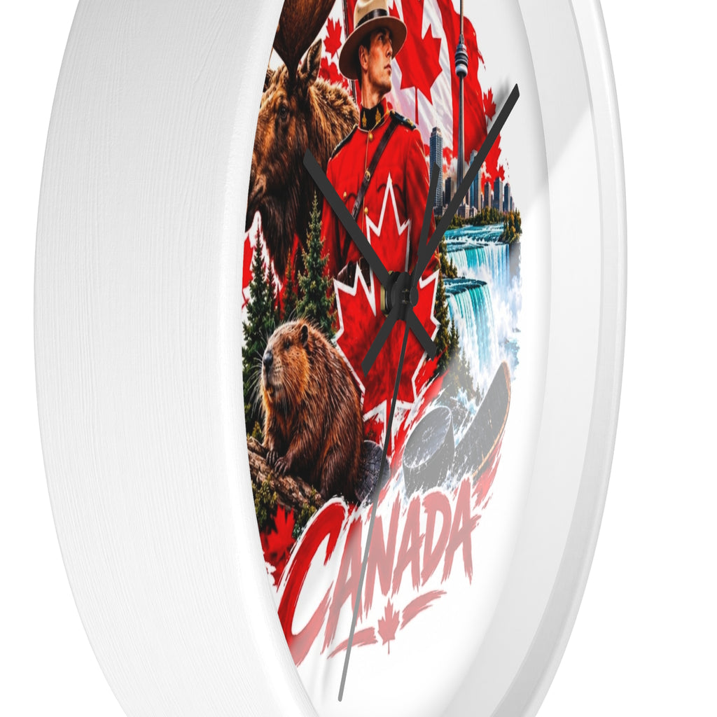 Canada Souvenir Wall Clock — Maple Leaf Moose, Bear & Mountie Collage