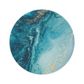 Teal Marble Round Rug – Ocean-Inspired Circular Area Rug with Gold Accents