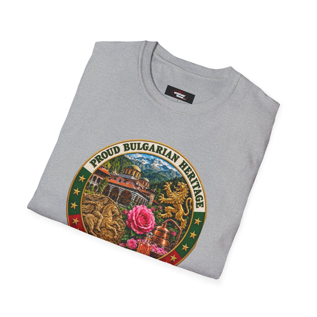 Bulgaria Heritage Graphic T-Shirt — "Proud Bulgarian Heritage" Rose Emblem