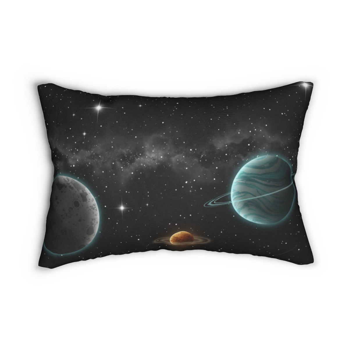 Space Galaxy Lumbar Pillow — Planetary Night Sky Decorative Throw Pillow