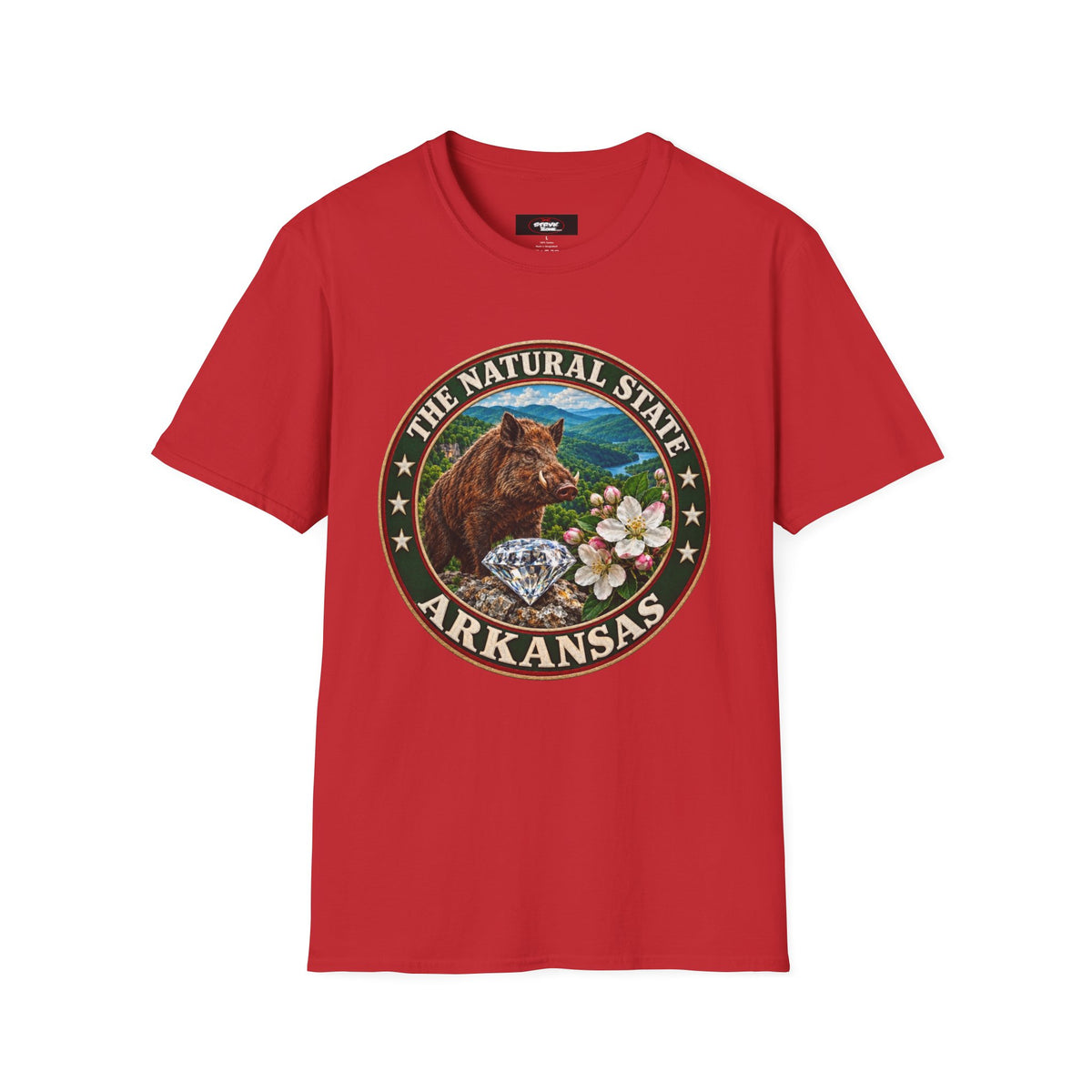 Arkansas State Seal T-Shirt — 'The Natural State' Bear & Diamond Design