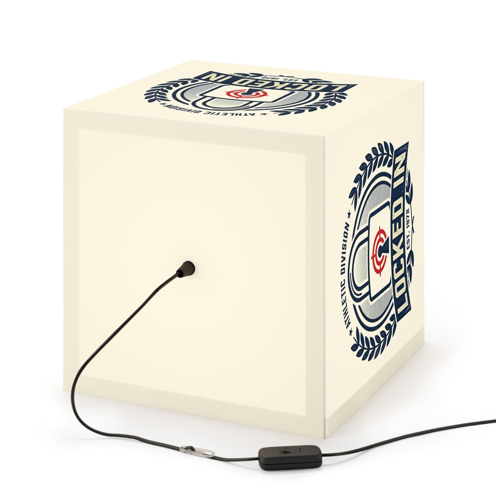 Light Cube Lamp — "Locked In" Athletic Badge Ambient Night Light