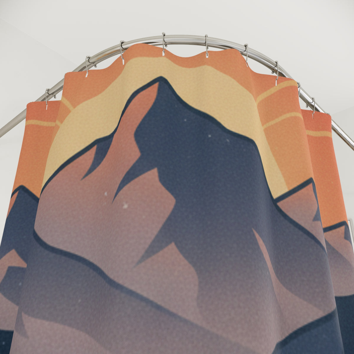 Mountain Sunset Shower Curtain — Scenic Sunset over Mountains Bathroom Decor