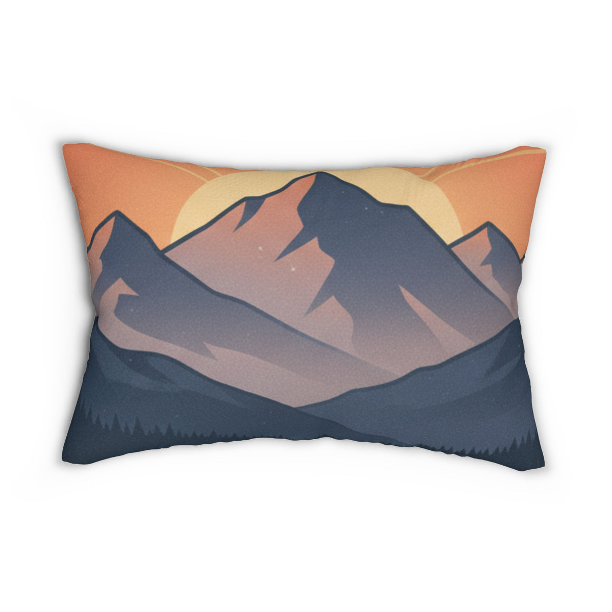 Mountain Sunrise Lumbar Pillow — Sunset Mountain Landscape Decorative Pillow