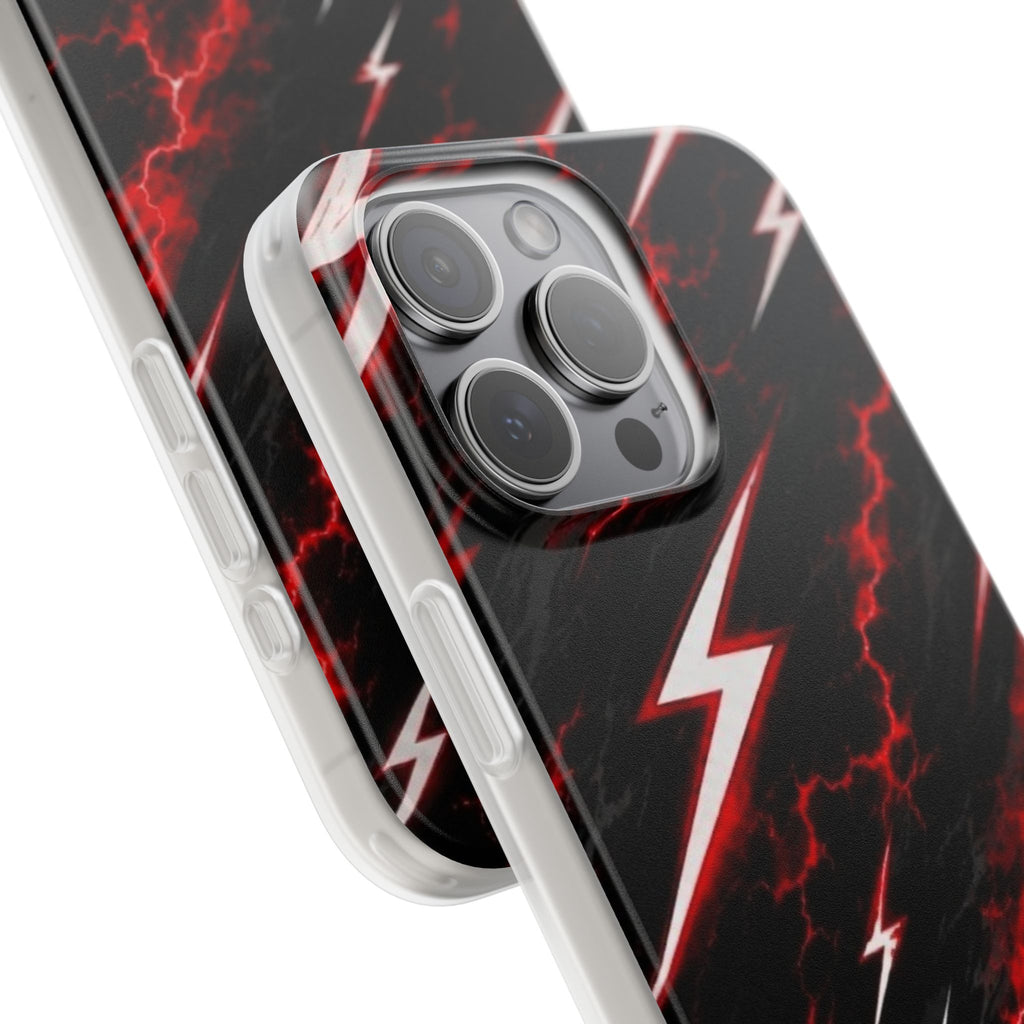 Phone Case — Red Lightning Bolt Storm Flexi Case