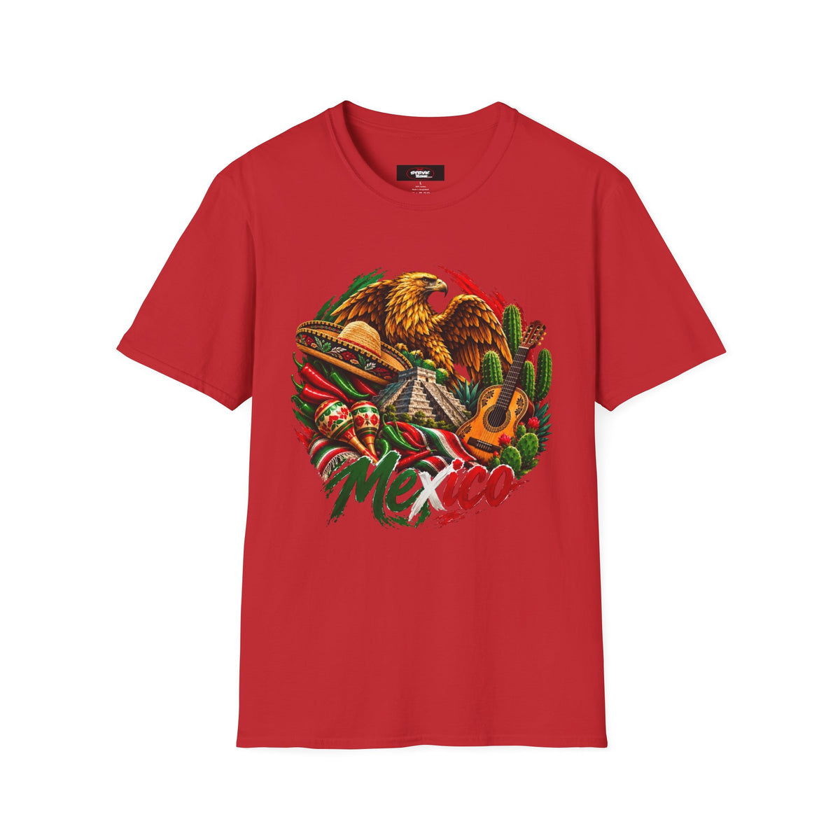 Mexico Heritage T-Shirt — Mexican Eagle, Guitar & Cactus Graphic
