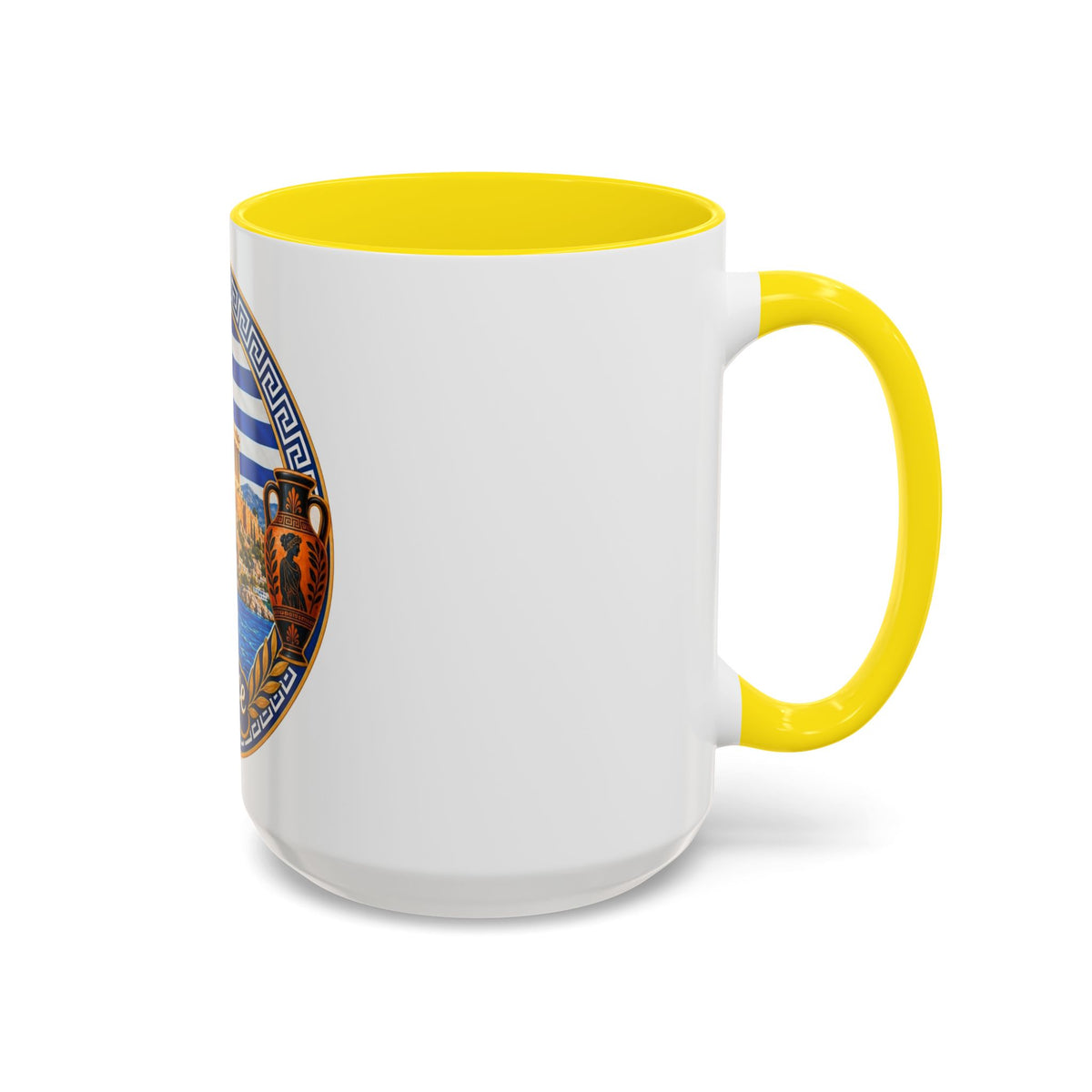 Greece Scenic Accent Coffee Mug – Acropolis, Olive & Blue Flag Design (11/15oz)