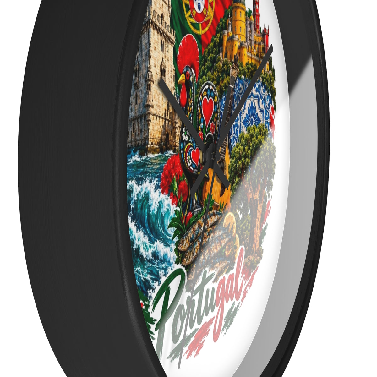 Portugal Wall Clock — Vintage Portuguese Landmarks & Galo de Barcelos Home Decor