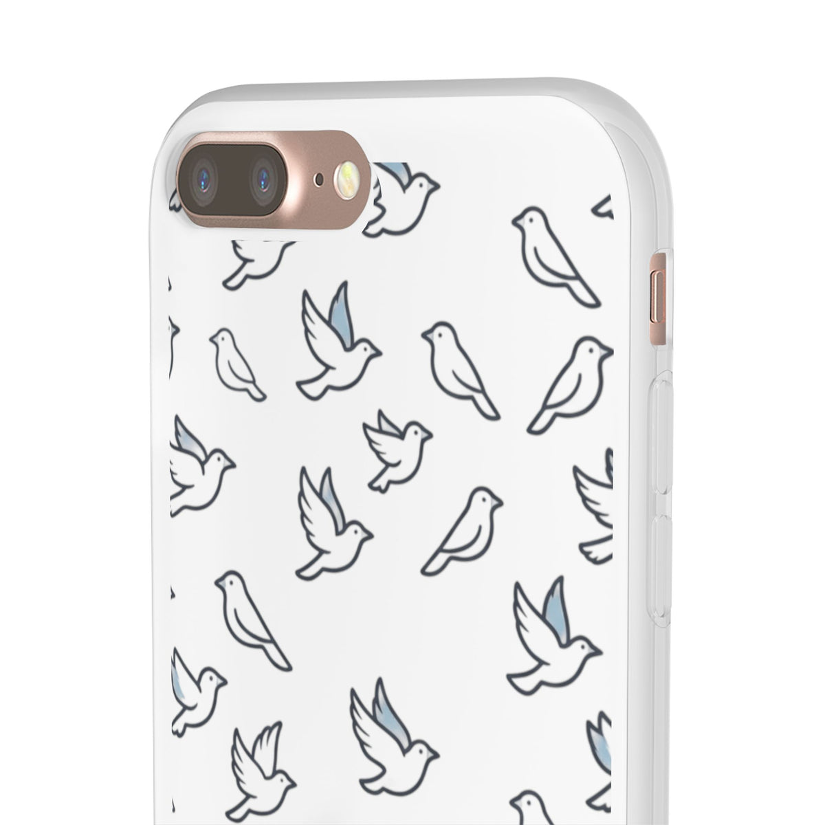Dove Pattern Flexi Phone Case — Minimal White Bird Protective Case