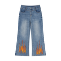 Women's Flame Print Wide Leg Jeans