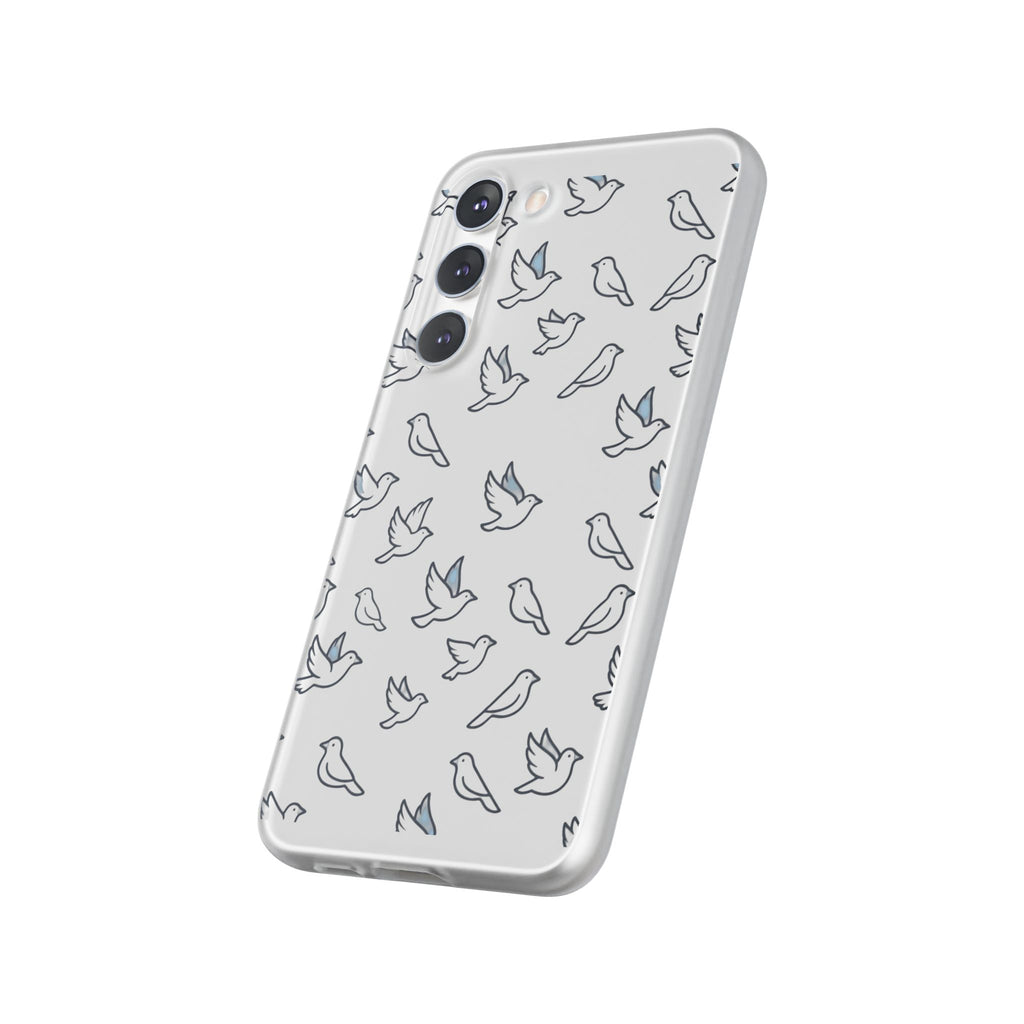 Dove Pattern Flexi Phone Case — Minimal White Bird Protective Case