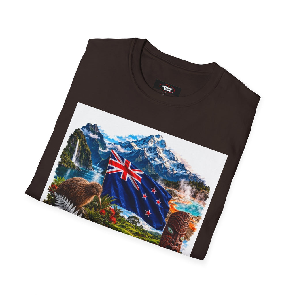 New Zealand Heritage T-Shirt – Kiwi, Fern & Mount Cook Scenic Tee