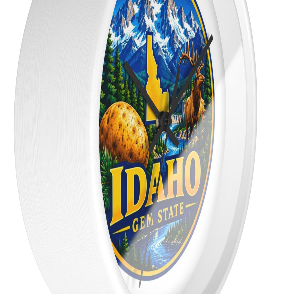 Idaho Gem State Wall Clock – Scenic Mountain & Elk Home Decor