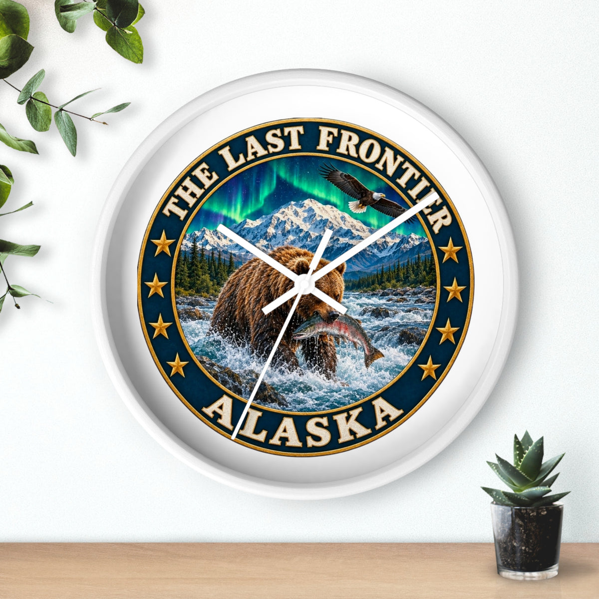 Alaska 'The Last Frontier' Bear Salmon Wall Clock
