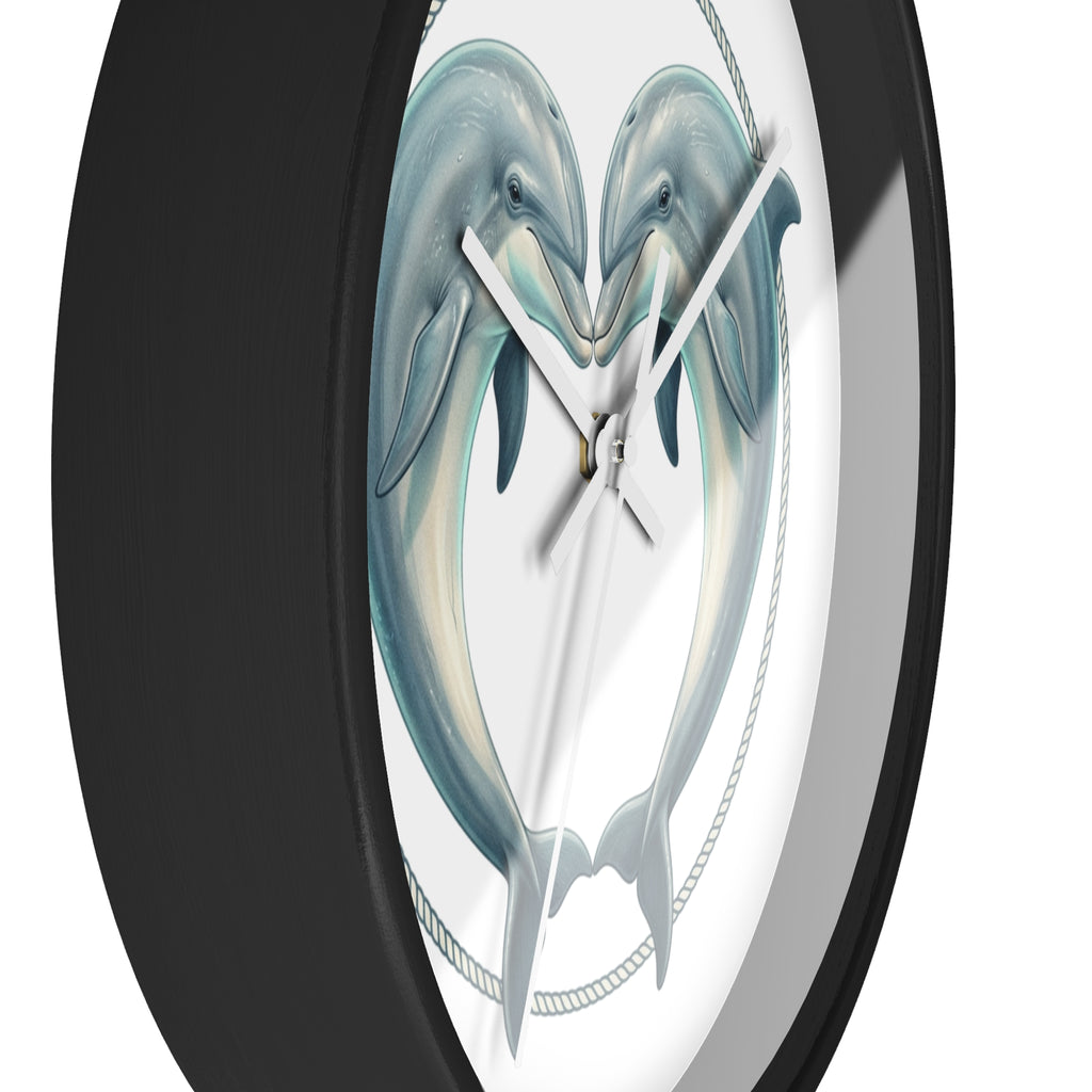 Dolphin Heart Wall Clock — Nautical Coastal Decor for Beach Lovers