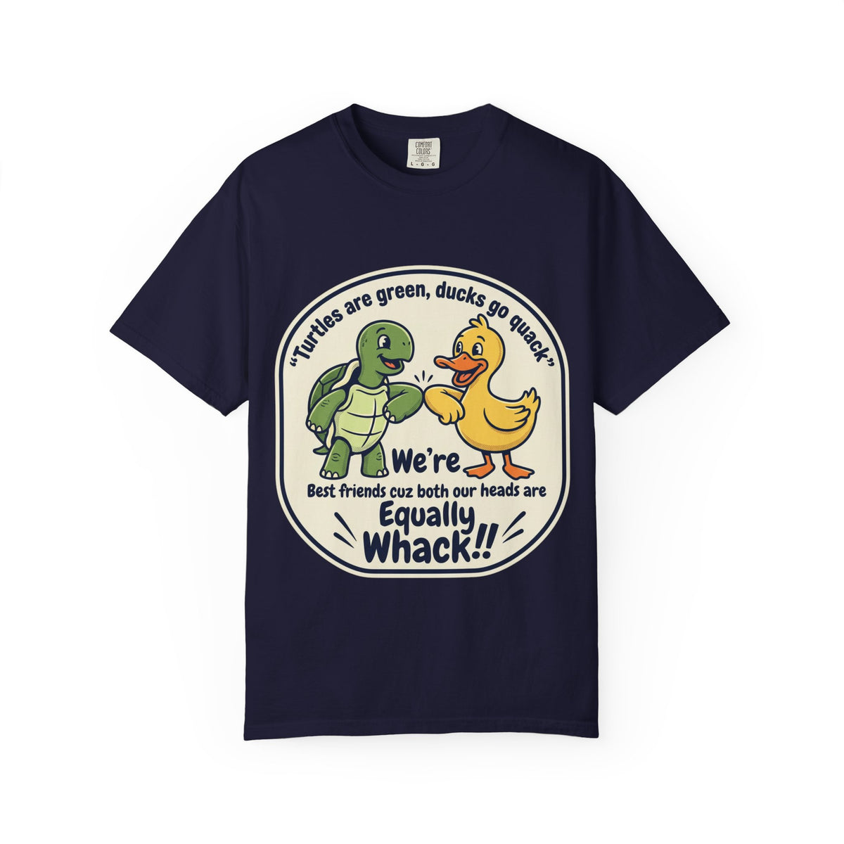 T-Shirt — "We're Equally Whack" Turtle & Duck Best Friends Graphic Tee