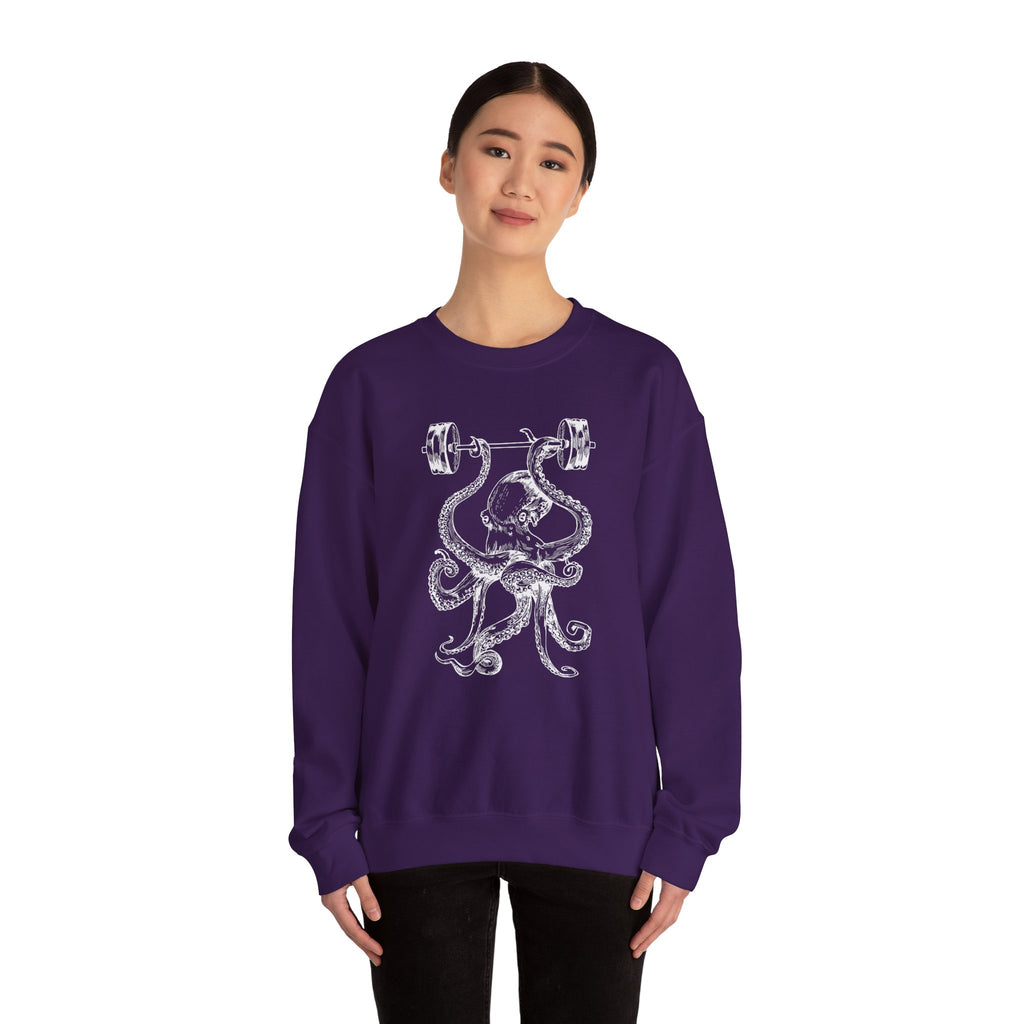 Vintage ink octopus graphic on a crewneck sweatshirt