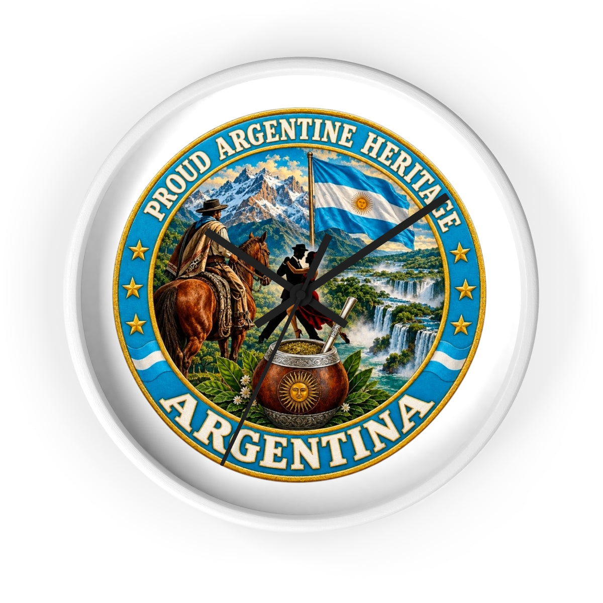 Argentina Heritage Wall Clock – "Proud Argentine Heritage" Patriotic Home Decor
