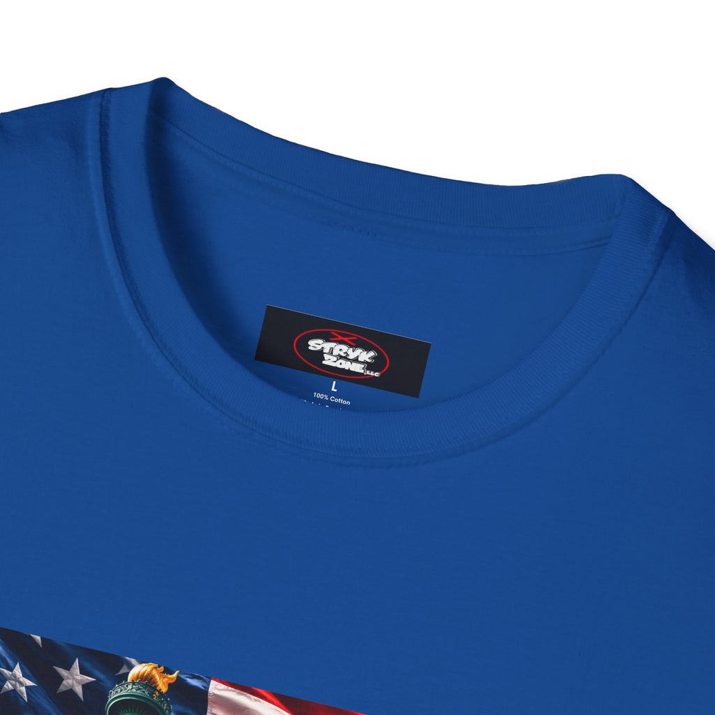 Patriotic USA Montage T-Shirt – Eagle, Statue of Liberty & American Flag Design