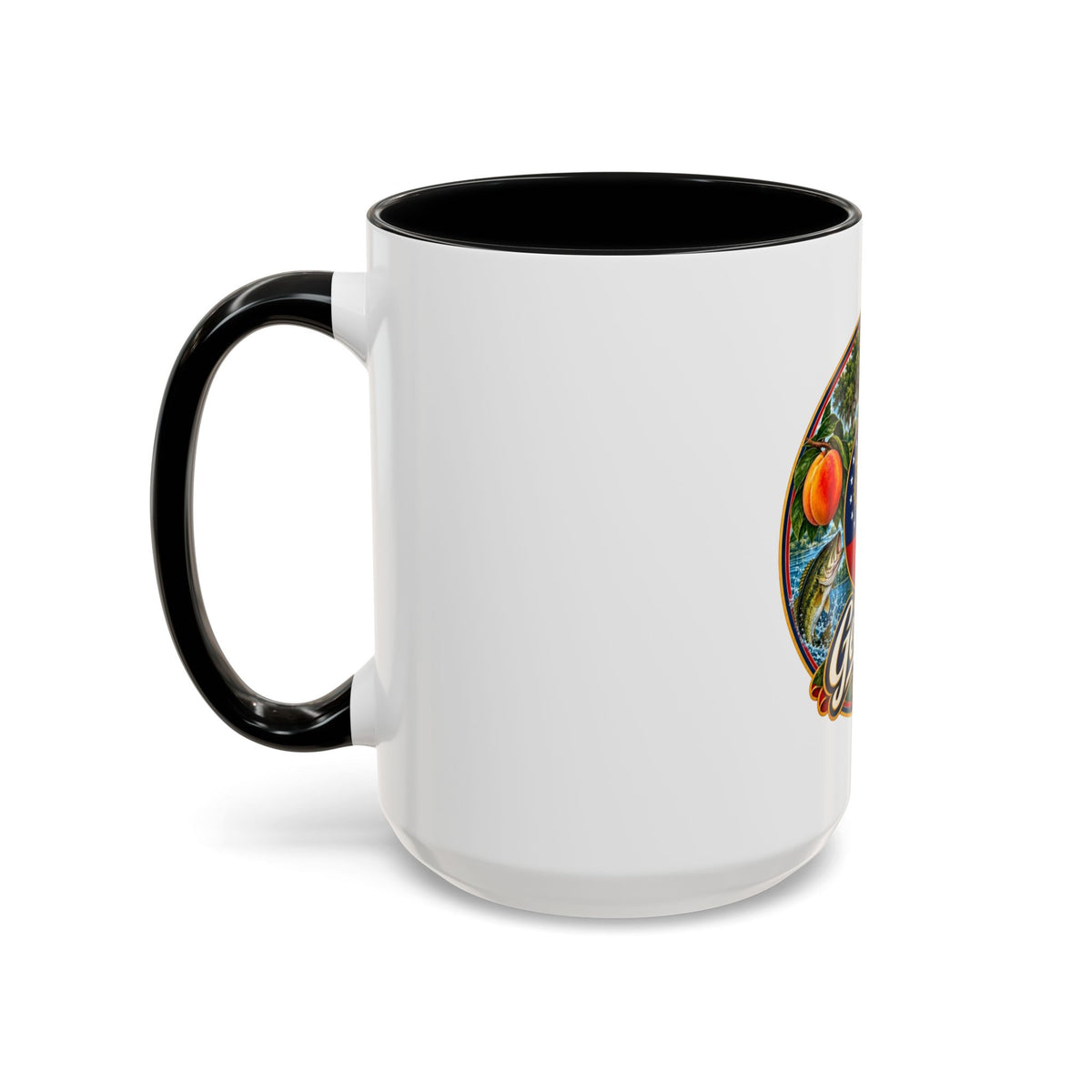 Georgia State Emblem Coffee Mug – Peach, Magnolia & Outdoors Souvenir (11/15oz)