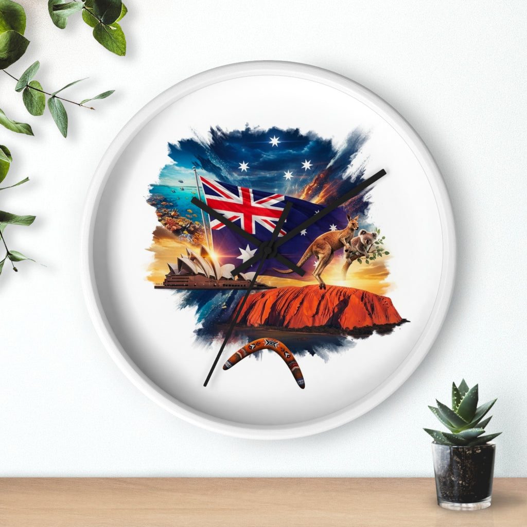 Australian Landscape Wall Clock — Flag, Uluru & Opera House Decor