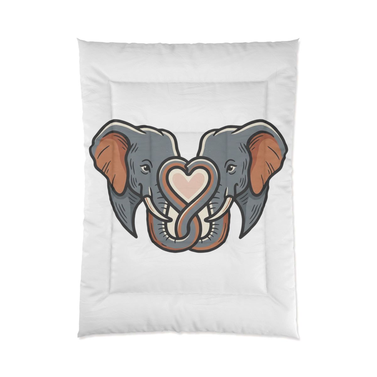 Elephant Heart Comforter - Cute Elephant Love Bedding for Kids & Animal Lovers