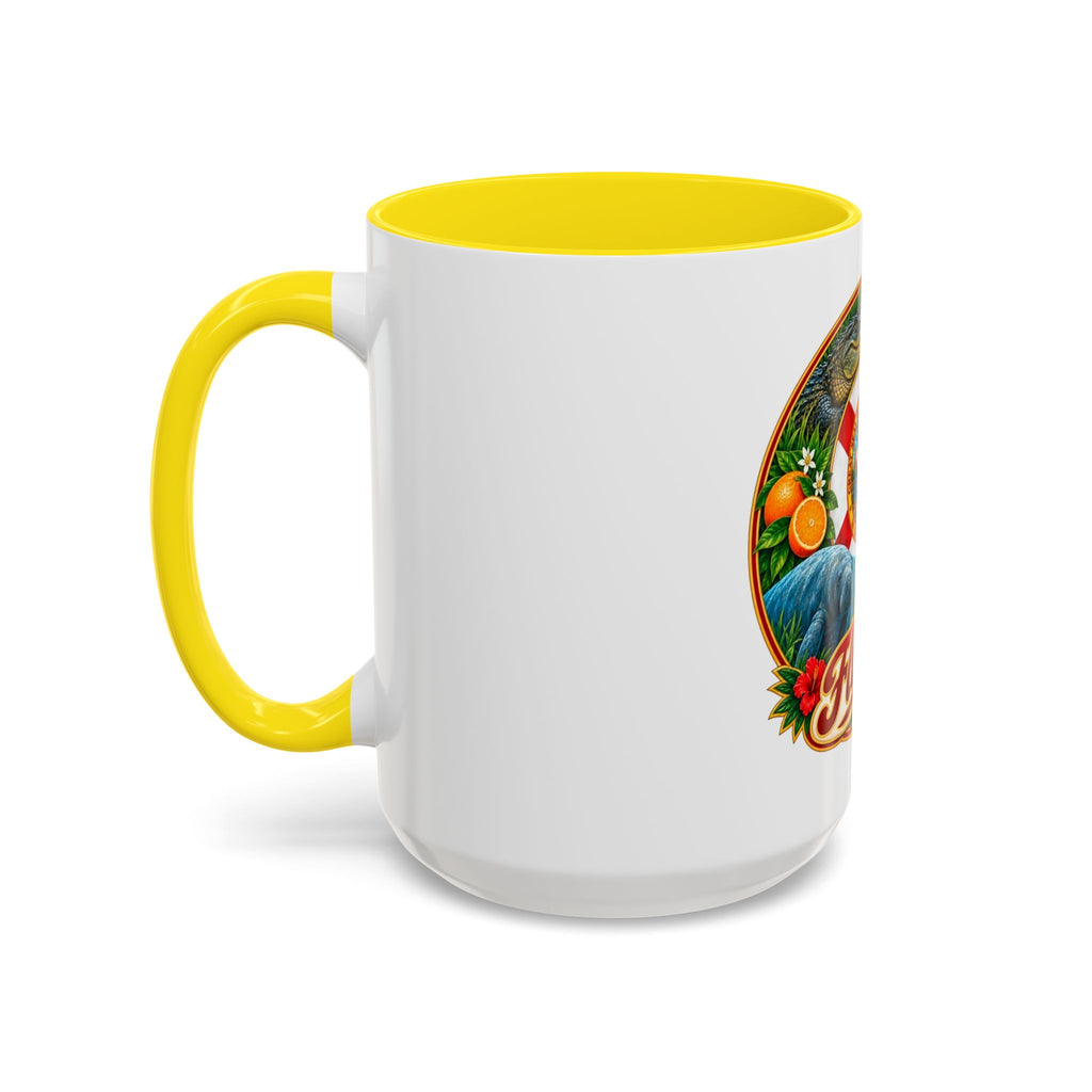 Florida Vintage Travel Coffee Mug — Flamingo, Alligator & State Seal Accent Mug