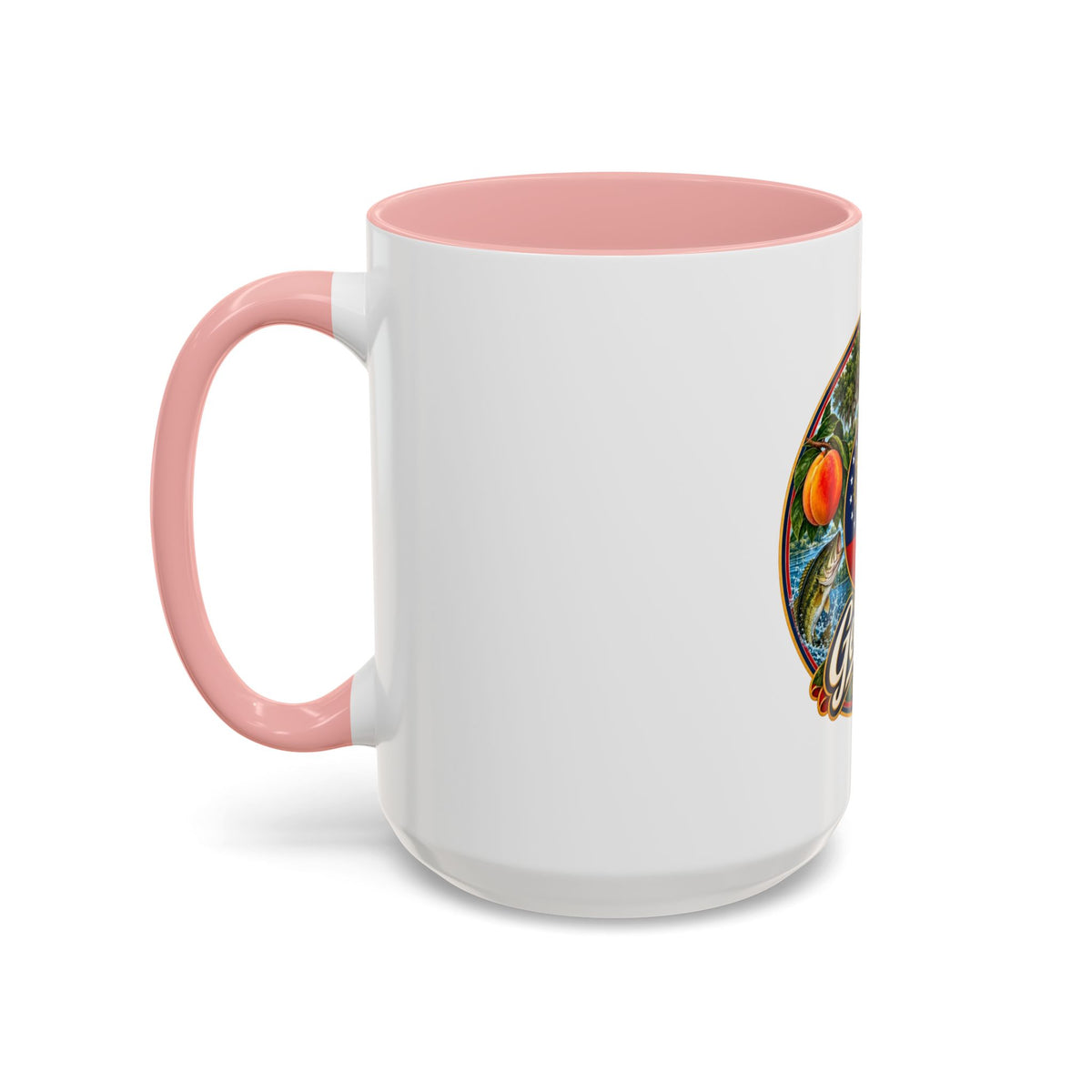 Georgia State Emblem Coffee Mug – Peach, Magnolia & Outdoors Souvenir (11/15oz)