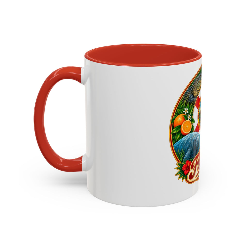 Florida Vintage Travel Coffee Mug — Flamingo, Alligator & State Seal Accent Mug