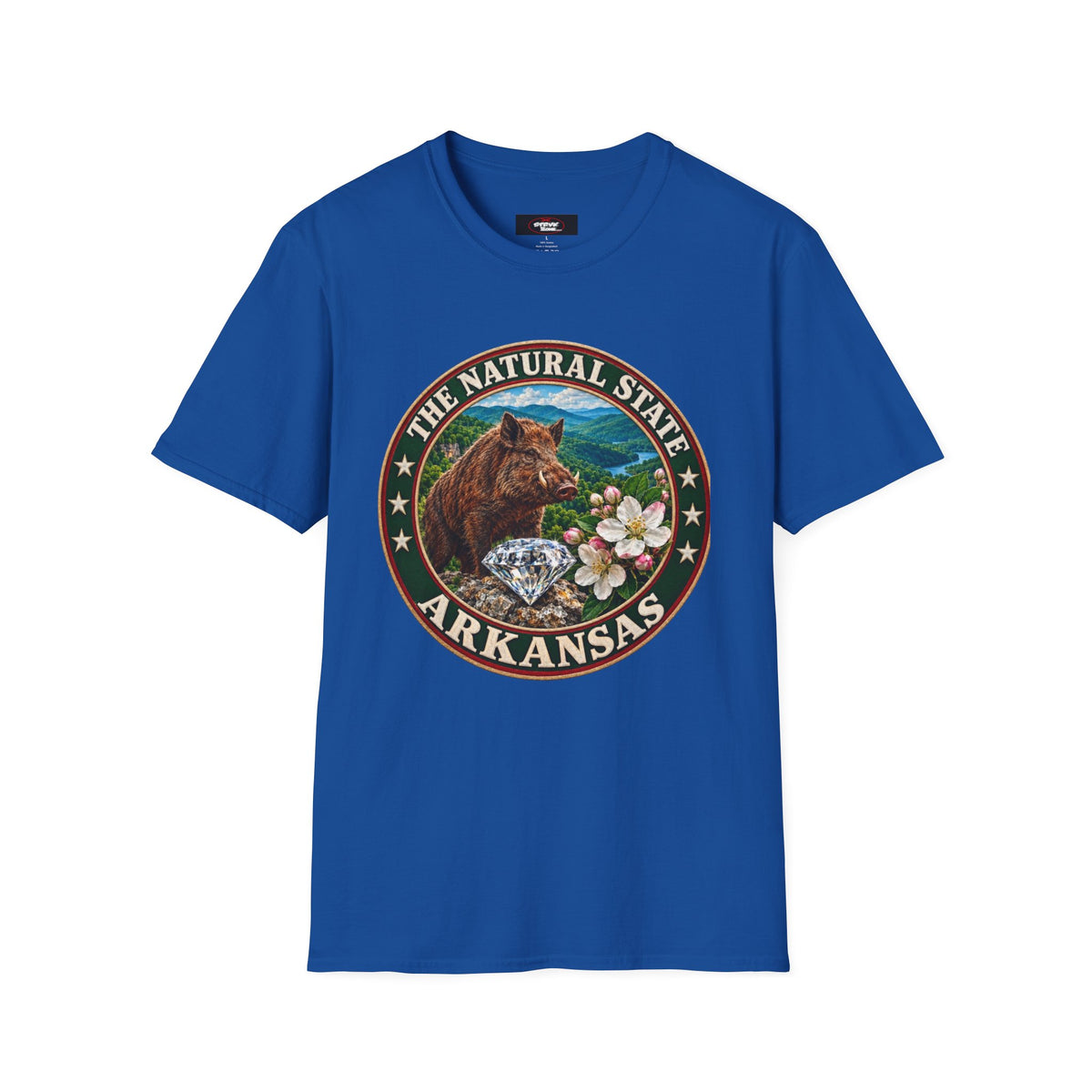 Arkansas State Seal T-Shirt — 'The Natural State' Bear & Diamond Design