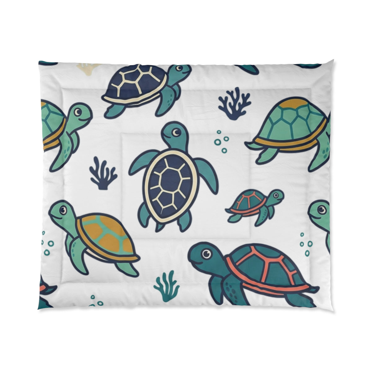 Sea Turtle Comforter - Cute Ocean Turtle Bedding for Kids & Coastal Bedrooms