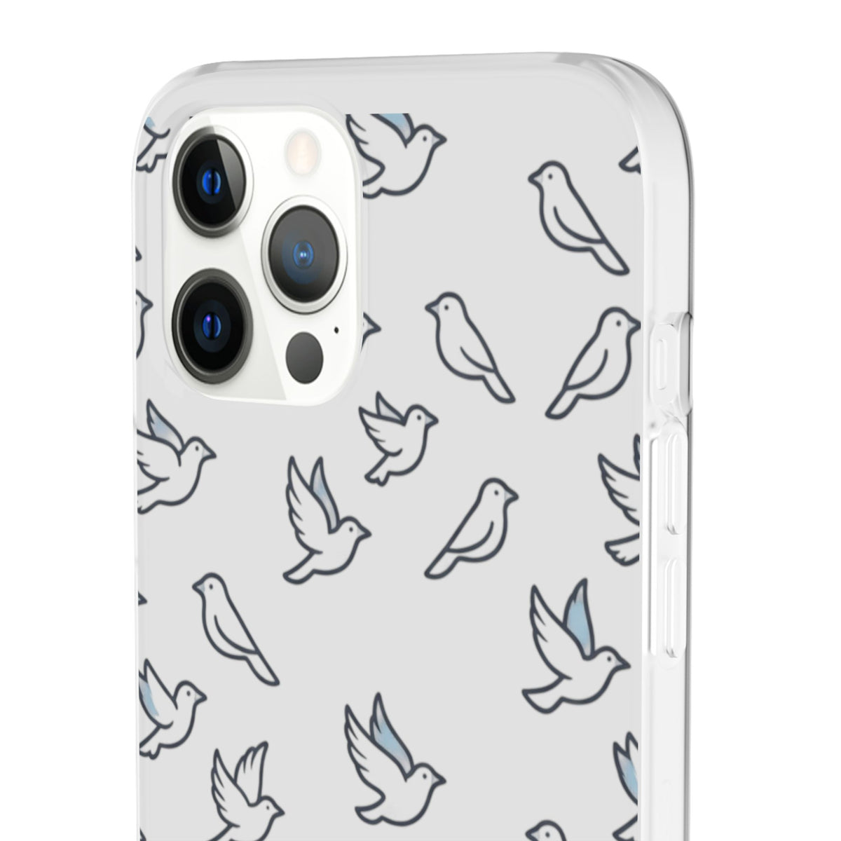 Dove Pattern Flexi Phone Case — Minimal White Bird Protective Case