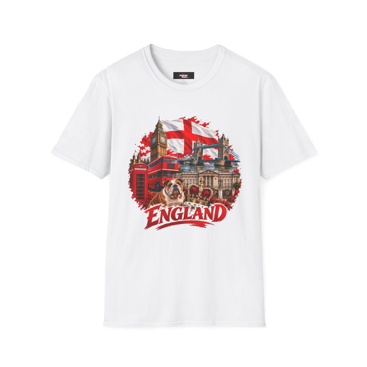England Collage T‑Shirt — London Icons & St. George’s Flag Design