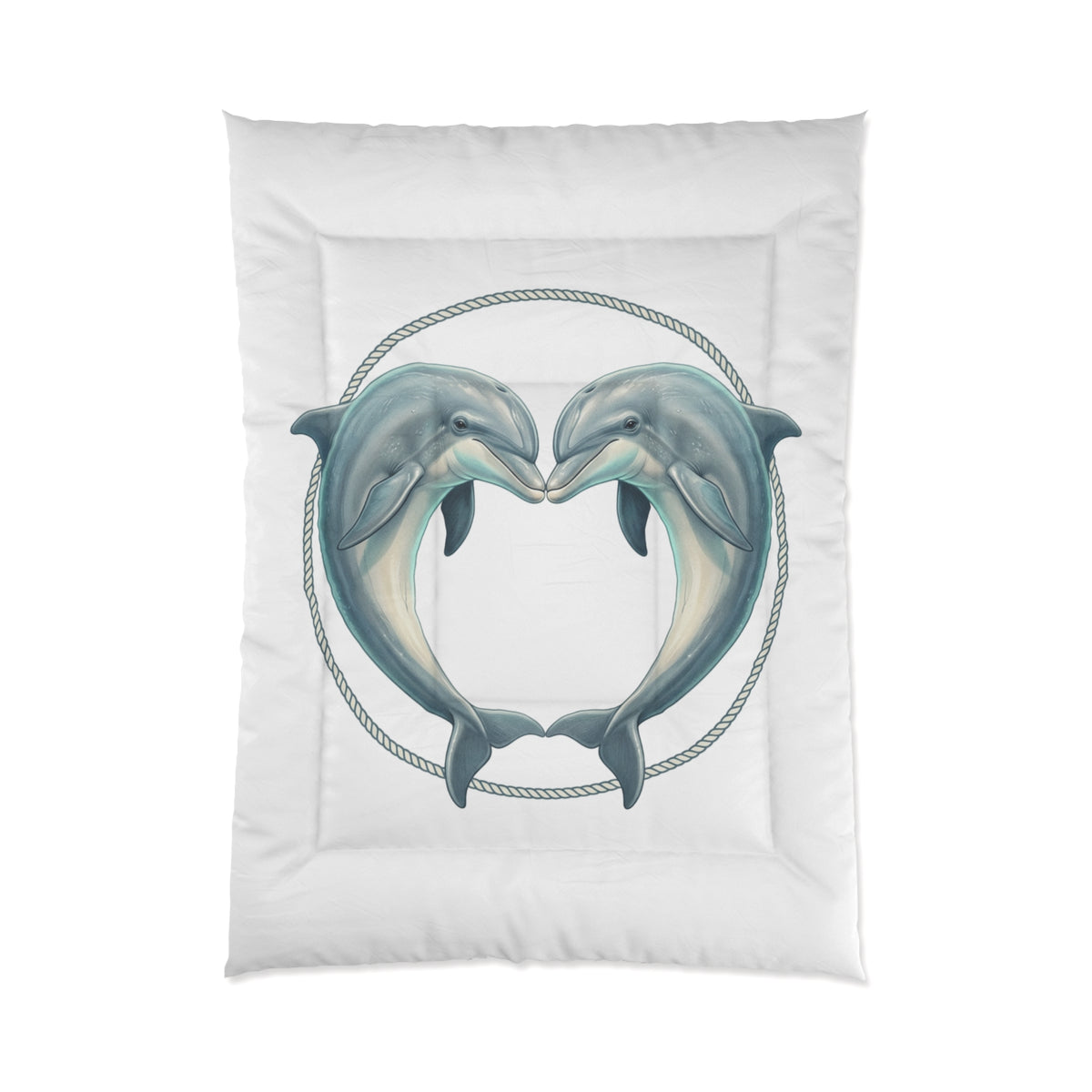 Dolphin Heart Comforter - Nautical Sea Life Bedding
