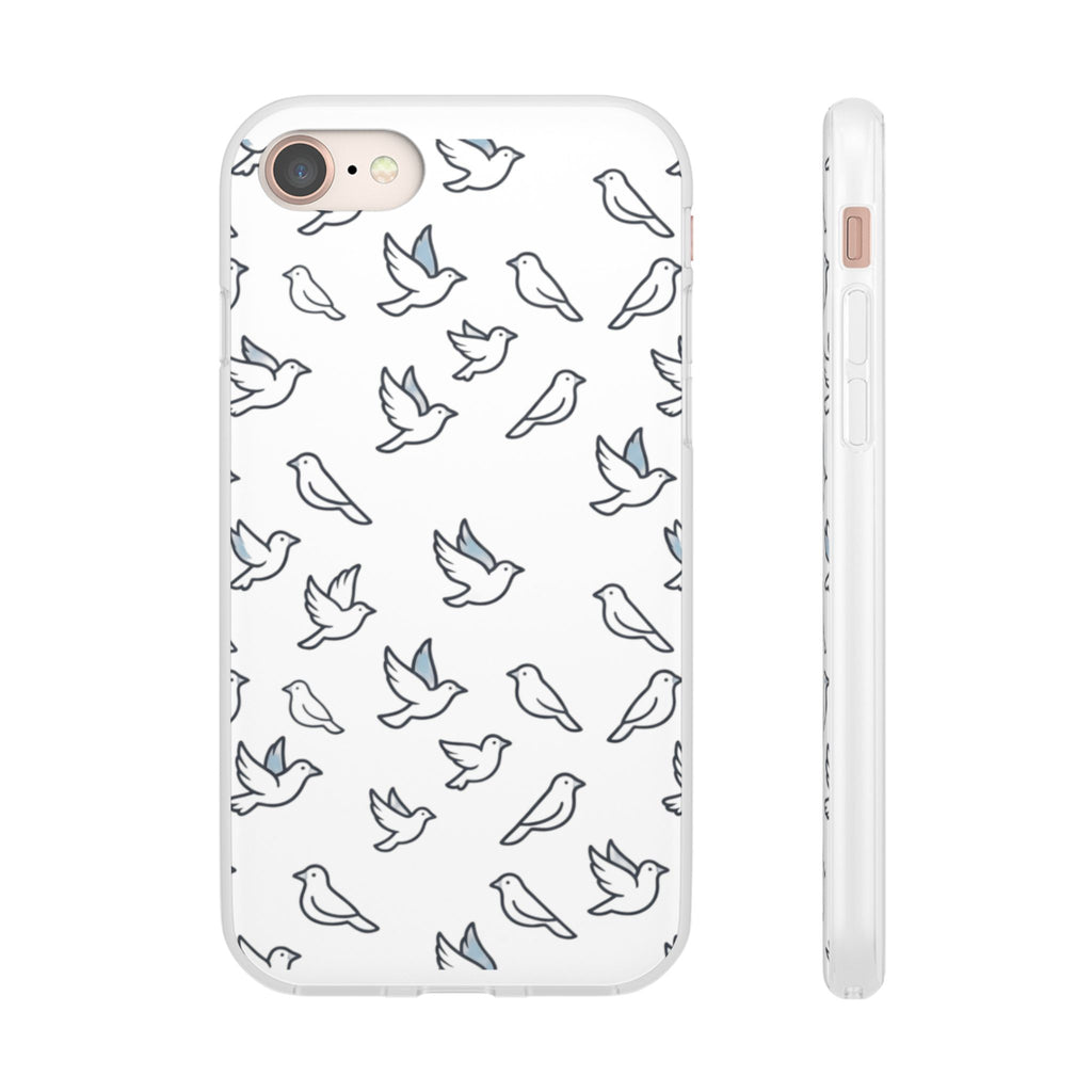 Dove Pattern Flexi Phone Case — Minimal White Bird Protective Case