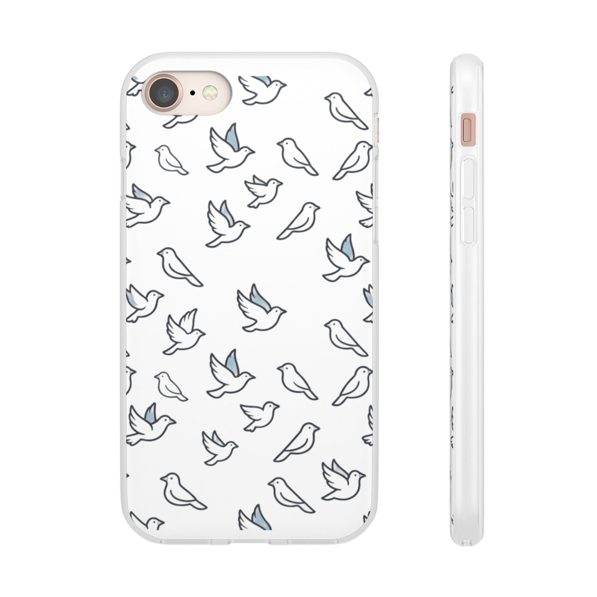 Dove Pattern Flexi Phone Case — Minimal White Bird Protective Case