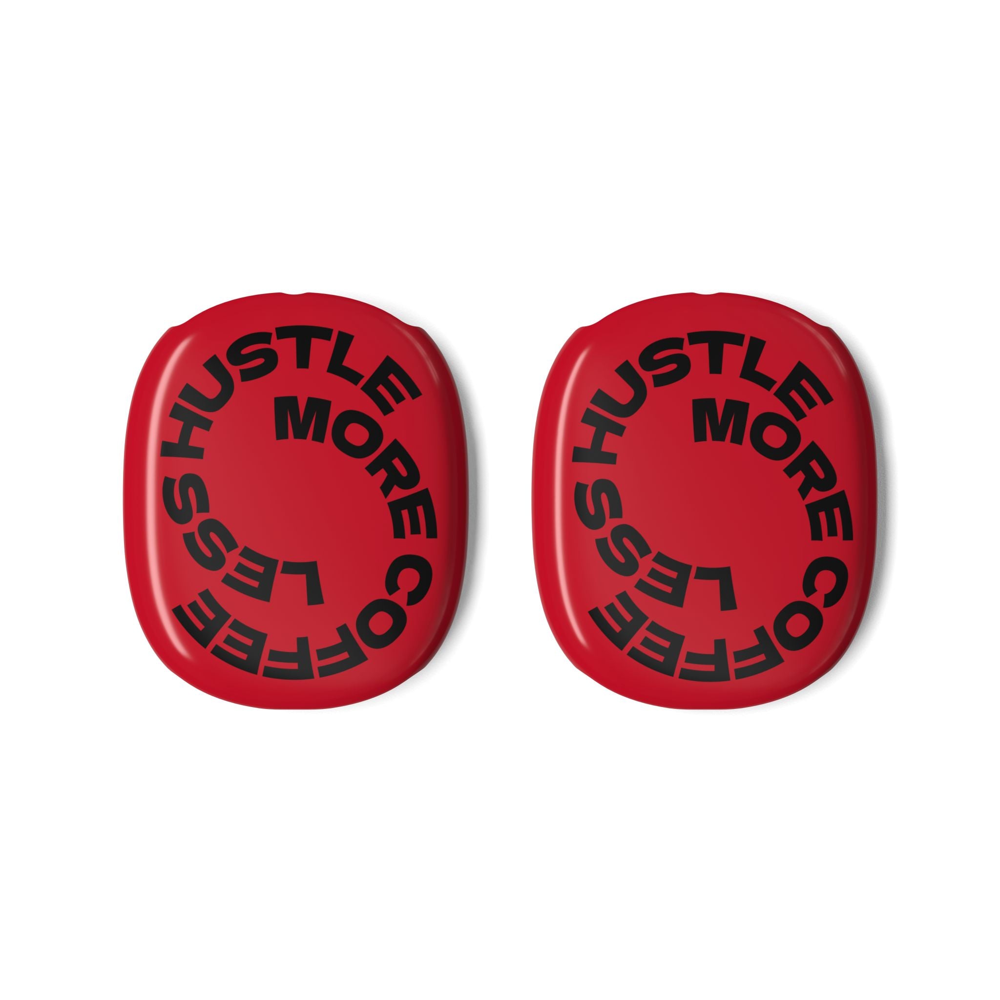 Red 'Less Hustle More Coffee' AirPods Max Ear Cup Covers - Motivational Headphone Skins