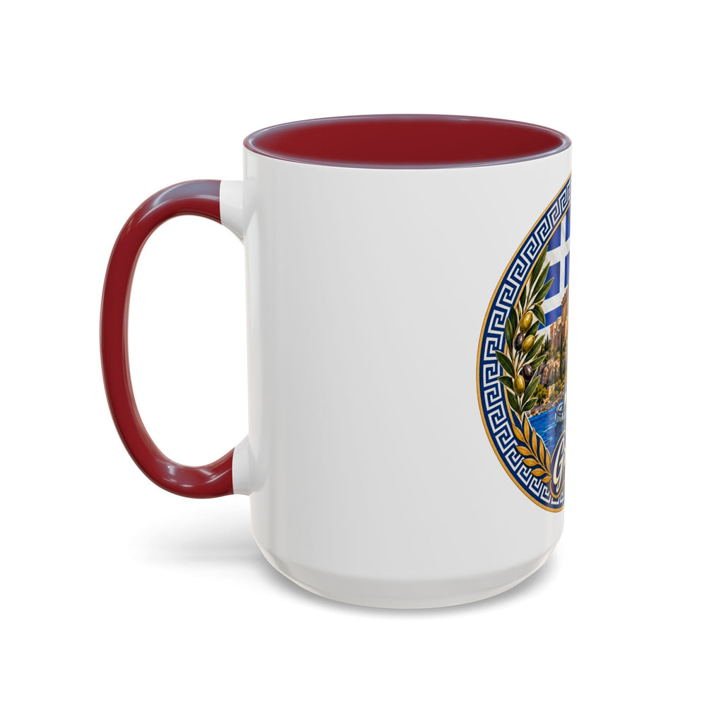 Greece Scenic Accent Coffee Mug – Acropolis, Olive & Blue Flag Design (11/15oz)