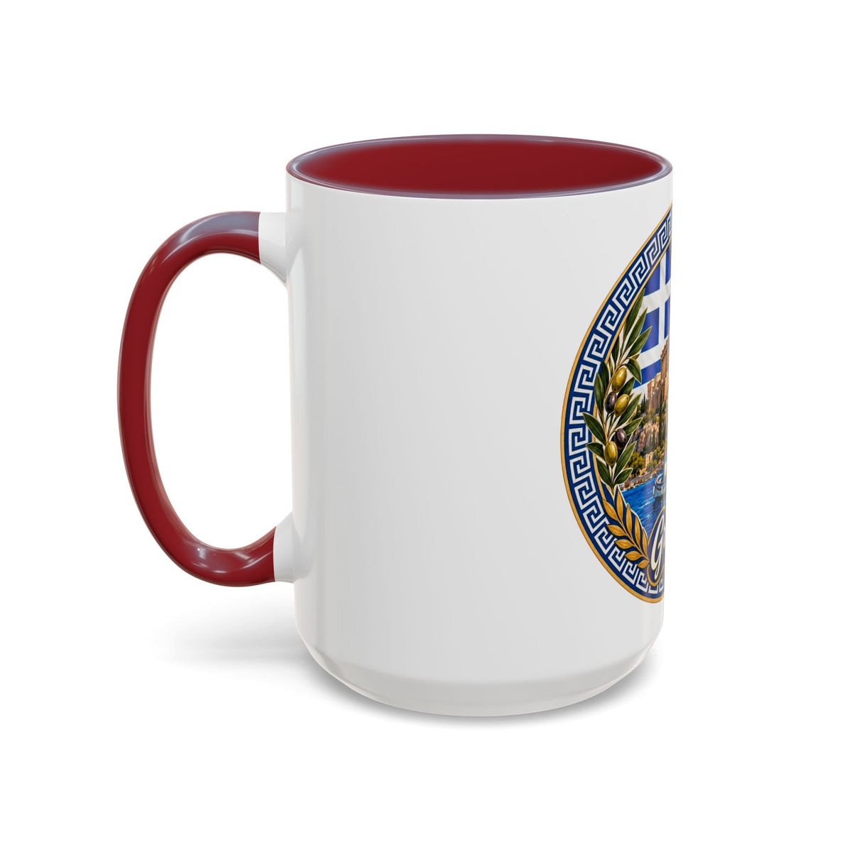 Greece Scenic Accent Coffee Mug – Acropolis, Olive & Blue Flag Design (11/15oz)
