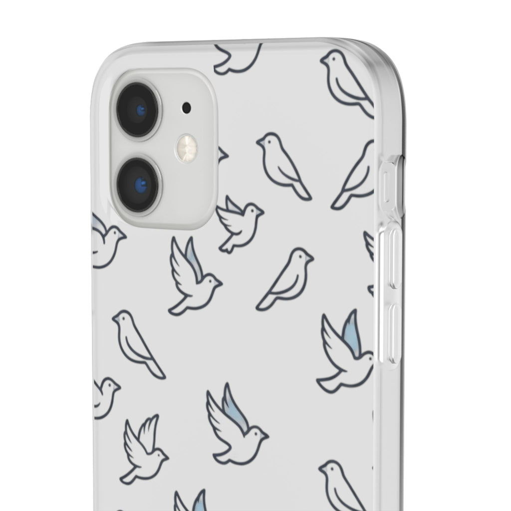 Dove Pattern Flexi Phone Case — Minimal White Bird Protective Case